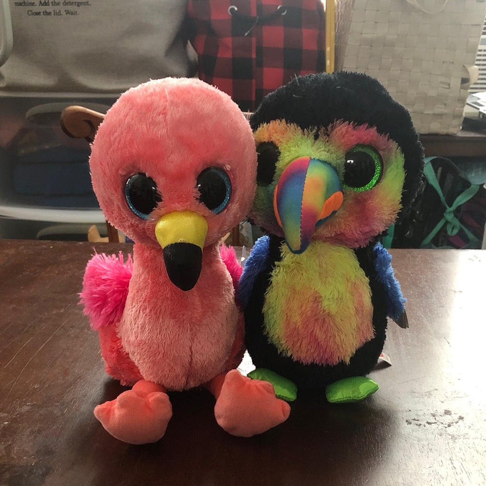 🥧 Ty Beanie Boos Flamingo & Toucan Set